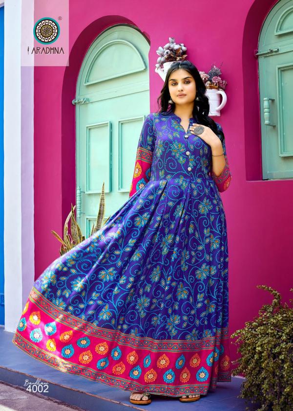 Aradhna Bandhani Vol 4 Fancy Long Anarkali Kurti Collection